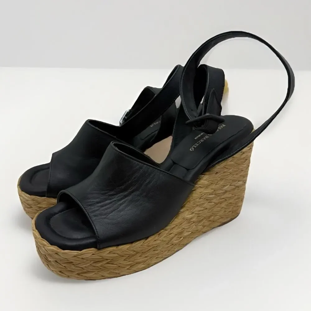 Paloma Barcelo Sandal‎ Espadrilles Wedge Women’s Size 38 US 7.5 Black Chunky